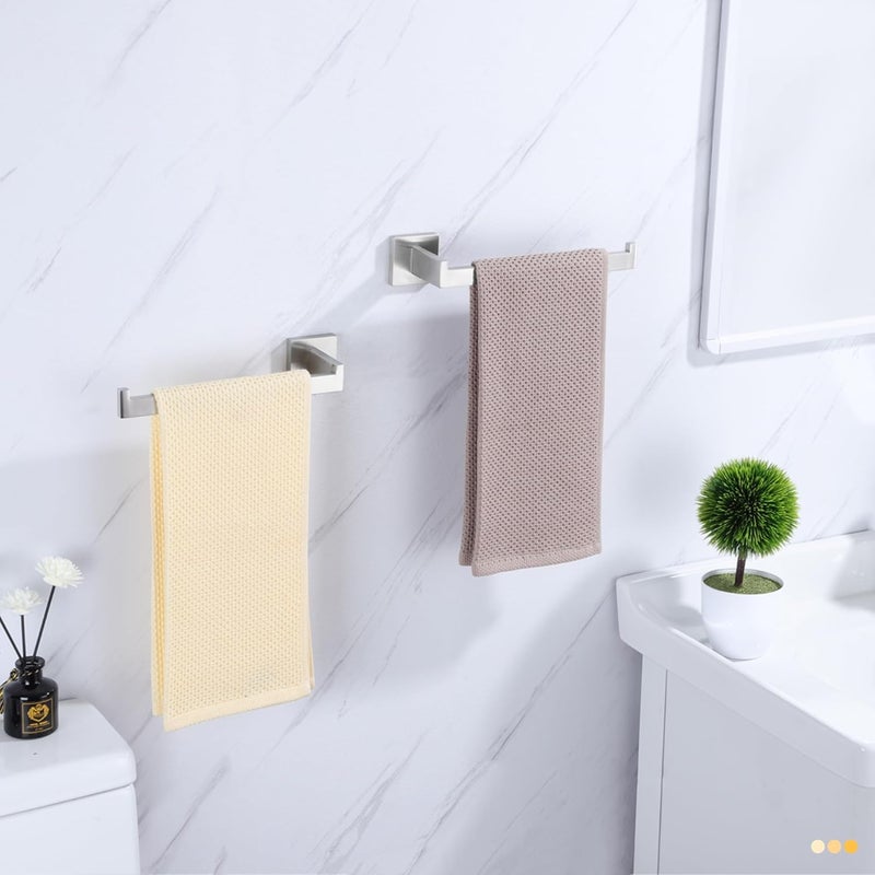 LANC Bathroom Hand Towel Holder 2 Pack Left and Right Side Brushed Nickel Hand Towel Bar 2 Pack 10 Inche Square Towel Ring for Kitchen Cabinet Wall Mount Towel Rack Hanger,A8806BN-LRP2 - Image 4